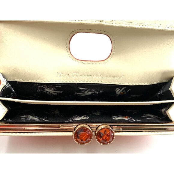 Ted Baker Wallet London Orange Patent Leather Crystal Kiss Lock Frenchie Lining - Picture 8 of 14